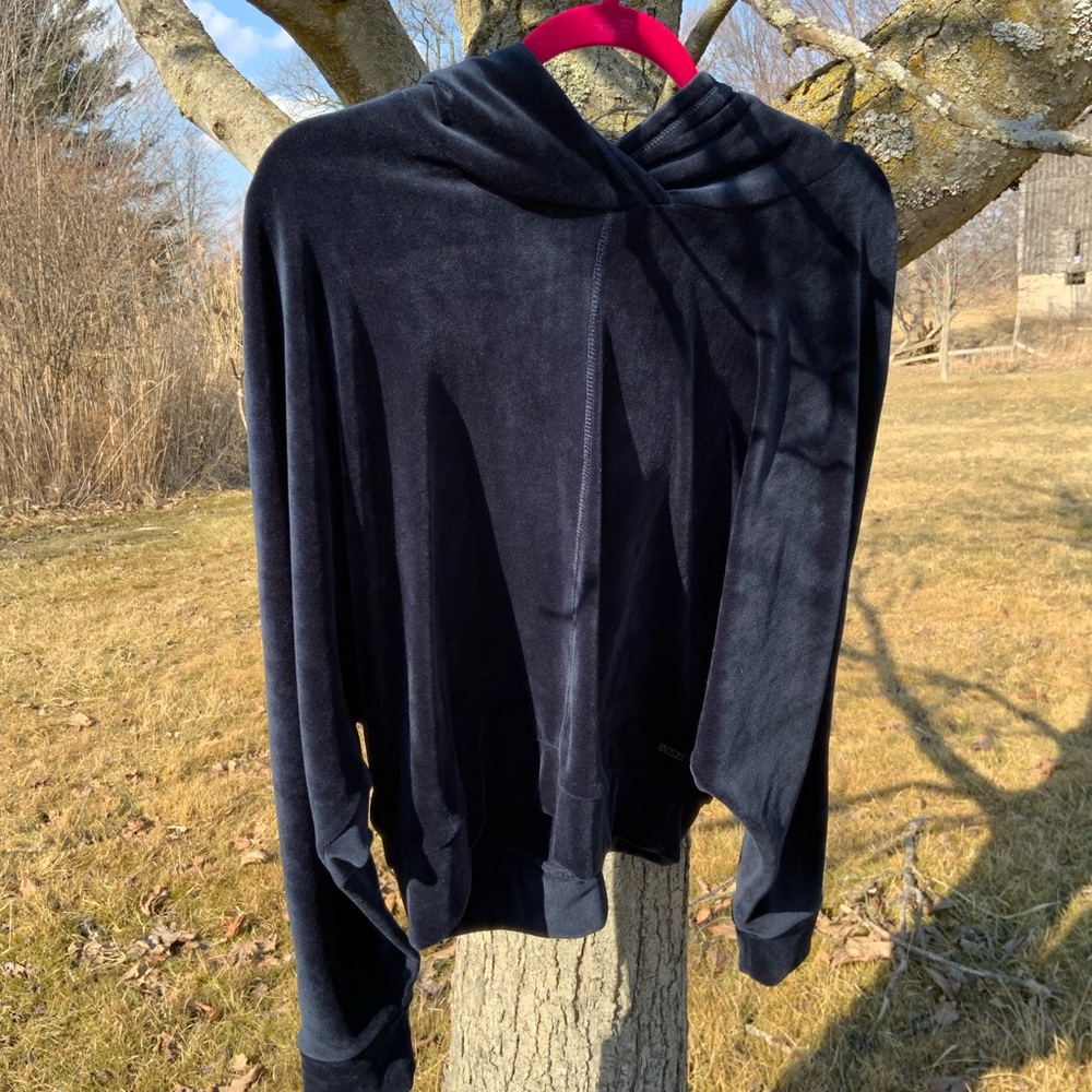 Marc New York Supersoft Blue Velour Bat Wing Hoodie size XL as new